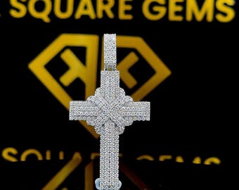 Moissanite Holy Cross Pendant: 925 Sterling Silver Charm