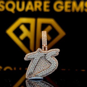 Colgante de letra personalizada de hip hop, colgante de letra inicial, colgante de moissanita con letra de hip hop para hombre, joyería de hip hop Ice Out, colgante de dos tonos