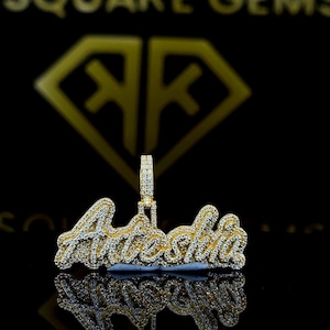 Colgante de hip hop con número personalizado, letra personalizada, colgante de hip hop con número para hombre, colgante de moissanita, joyería de hip hop Ice Out, chapado en oro amarillo
