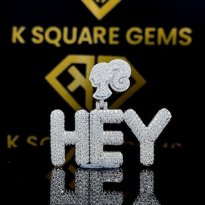 Pingente de Hip Hop com Letra Personalizada, Personalize Sua Letra da Sorte, Pingente de Número de Hip Hop Masculino, Pingente de Moissanite, Joias de Hip Hop Ice Out
