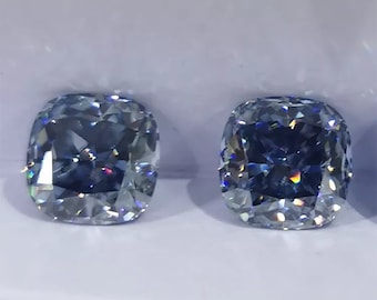 Ocean Blue Cushion Cut Moissanite: VVS Loose Gemstone