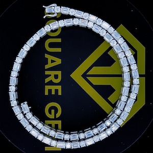 VVS1 Okrągły i szmaragdowo szlifowany Moissanite Srebro Sterling 26-calowy łańcuszek tenisowy, naszyjnik tenisowy, łańcuszek Iced Out, prezent rocznicowy dla niego lub dla niej