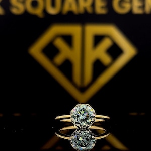 Unique 2.05 CT Light Green Round Cut Moissanite Solitaire Engagement Ring, Moissanite Solitaire Ring For Women Anniversary Gift For Love