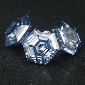 Royal Blue Hexagon Cut Moissanite: VVS1 Loose Gemstone