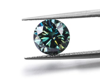Peacock Blue Color Loose Moissanite Round Cut 8.90 to 11.00 MM VVS Clarity For Wholesale Round Cut Moissanite