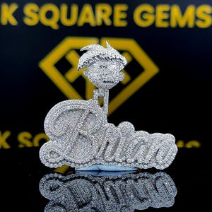 Pingente de Hip Hop com Número Personalizado, Personalize Sua Letra da Sorte, Pingente de Número de Hip Hop Masculino, Pingente de Moissanite, Joias de Hip Hop Ice Out