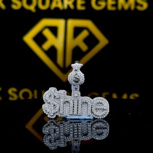 Pingente de Hip Hop com Número Personalizado, Personalize Sua Letra da Sorte, Pingente Pequeno de Número de Hip Hop, Pingente de Moissanita, Joia de Hip Hop Ice Out