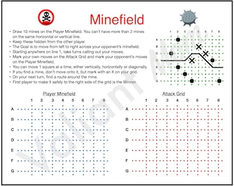 Minefield Game - Printable/Digital Download for Kids & Road Trip Activity