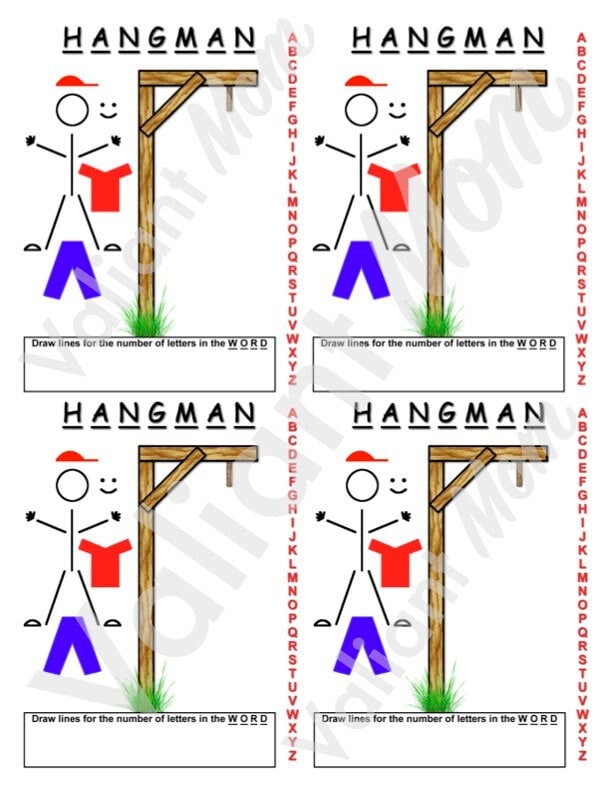 Hangman Game - Printable/digital Download for Kids Road Trip Activity ...