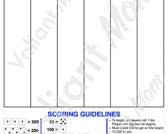 Farkle Score Card/Sheet - Printable/Digital Download