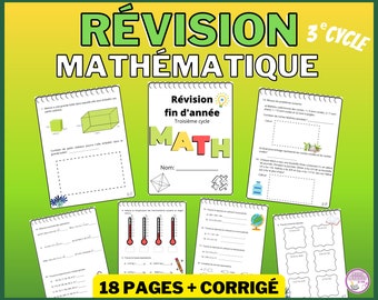 MATHEMATICAL REVISION book printable in French | 5th and 6th year of elementary school, 3rd cycle | Printable Teacher Resource | PDF