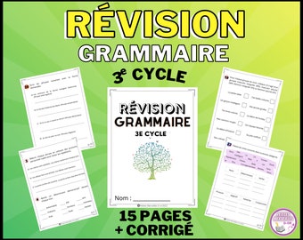 GRAMMAR REVISION workbook printable in French | 5th and 6th year of elementary school, 3rd cycle | Printable teacher resource