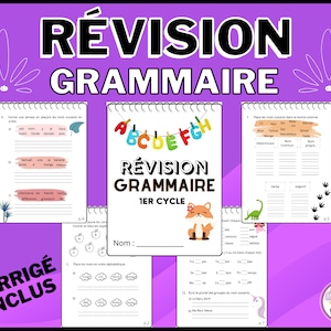 GRAMMAR REVISION book printable in French | 1st and 2nd year of elementary school, 1st cycle | Printable Teacher Resource | PDF