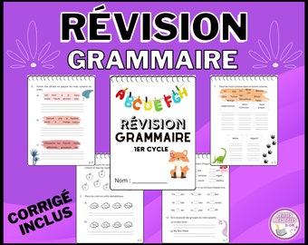 GRAMMAR REVISION book printable in French | 1st and 2nd year of elementary school, 1st cycle | Printable Teacher Resource | PDF