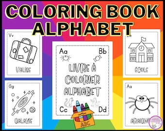 Druckbares ALPHABET-Zeichenbuch auf Französisch | Malbuch | Vorschule und Grundschule |Ressource für Lehrer und Eltern | PDF