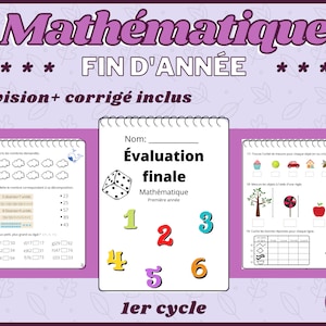 MATHEMATICS assessment printable in French | 1st year of primary| Educational resource for teachers to print |Digital download