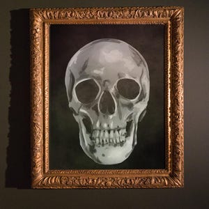 Skully print. Skull art, spooky wall art, goth home decor