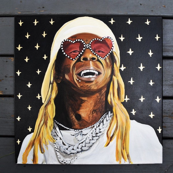 Impresión de arte de lienzo de Lil Wayne / arte original. Weezy. Impresión de arte. Impresión de 20x20”. pintura de lil wayne