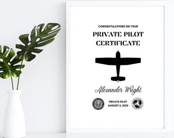 Customizable Private Pilot Certificate – Aviation Gift (Digital Download)