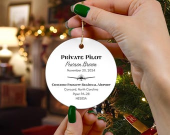 Custom Private Pilot Ceramic Ornament – Personalized Airplane Keepsake
