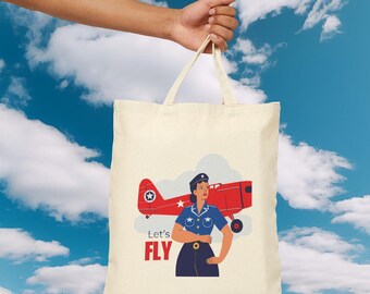 Rosie the Tailwheeler Pilot Canvas Tote Bag – Aviation Gift
