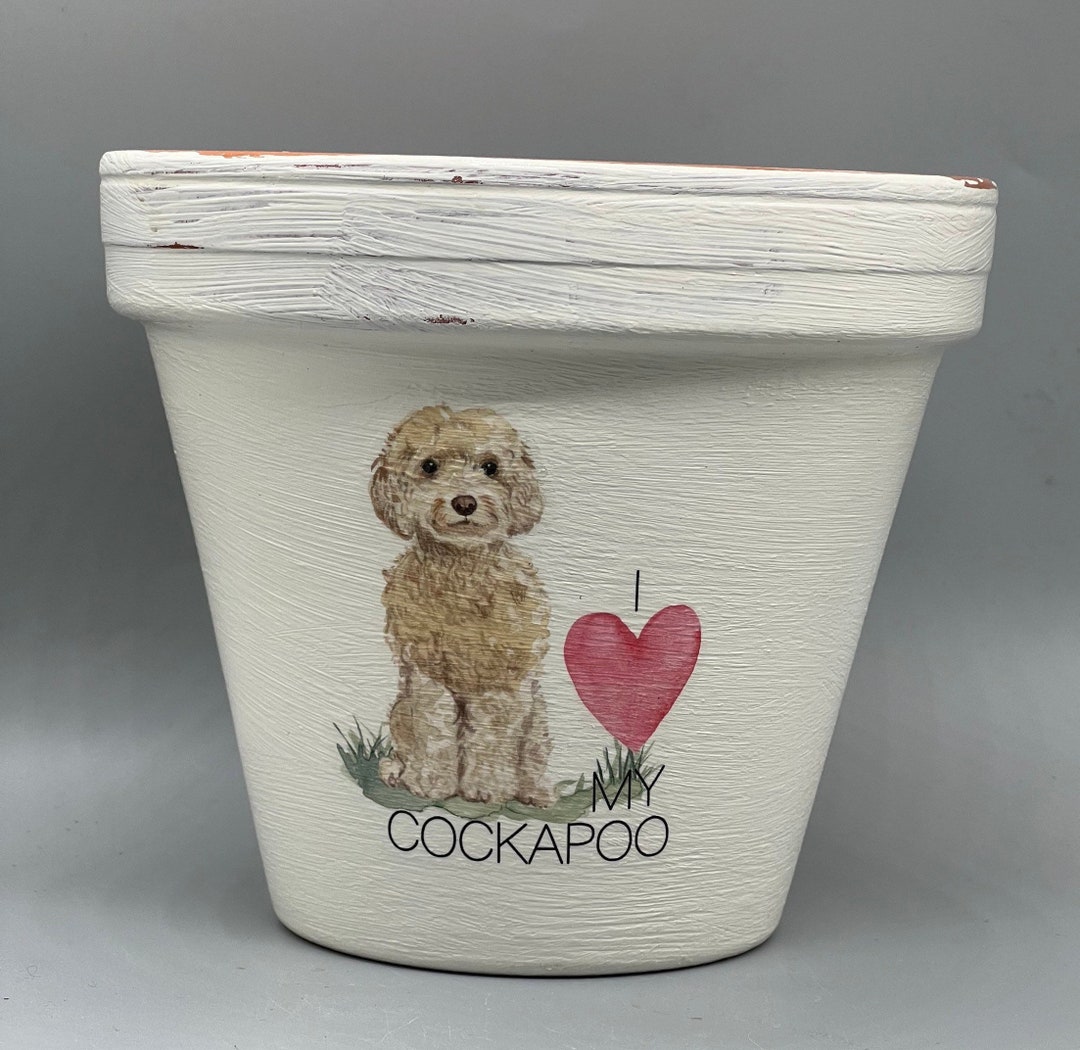 Cream Cockapoo Dog Plant Pot Gift. Dog Memorial Keepsake Etsy