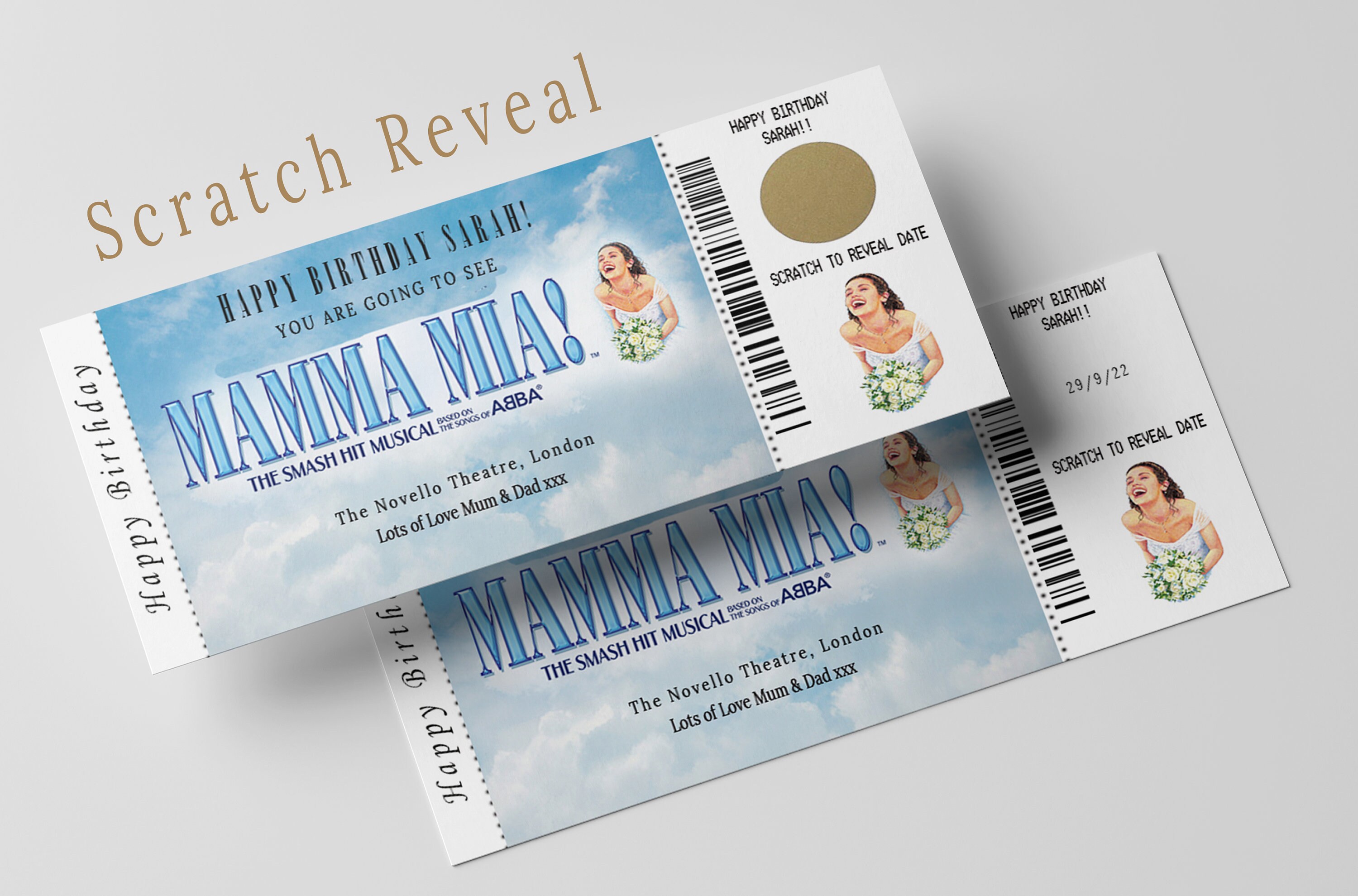 Mamma Mia Musical Theatre Ticket Show Gift PERSONALISED Ticket Etsy