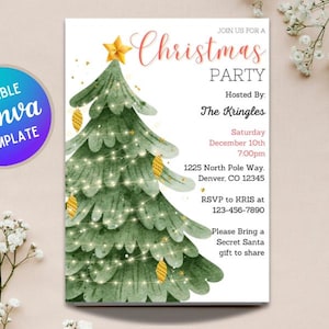 Weihnachtsfeier Klassisch Bearbeitbar | Weihnachten Gathering Einladung | Druckbare Karte Instant Download DIY