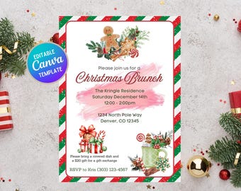 Friendsmas Party Invitation: Personalize Editable Christmas Dinner Invite (Canva DIY Template)