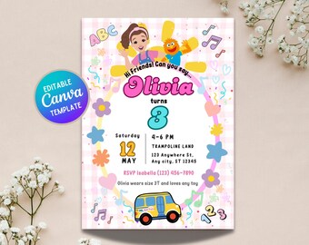 Ms Rachel Kids Birthday Invite | Canva Template | Printable Digital Download
