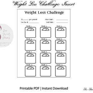Weight Loss Savings Challenge Insert - PDF - Letter Sized
