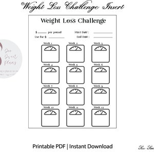 Weight Loss Savings Challenge Insert - PDF - Classic Happy Planner