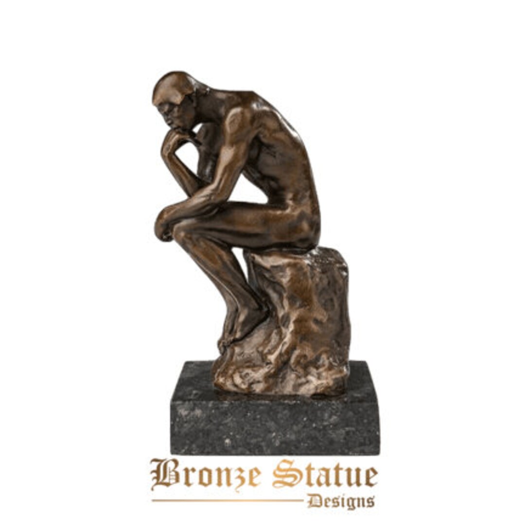 Shinny Smaller the Thinker Statue Sculpture by Rodin Bronze Etsy
