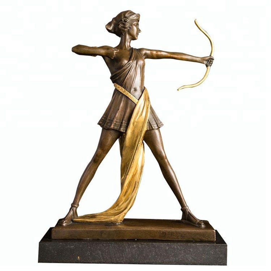 Female Archer Greek Mythology Bronze Statue Mythical Etsy