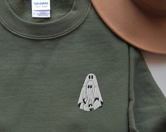 Ghost Shirt, Halloween Ghost Shirt, Momma and Baby Ghost, Embroidered Ghost Shirt, Fall Sweatshirt Women, Halloween Crewneck, Spooky Season