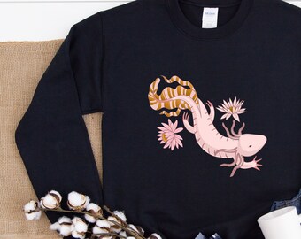 Sweat-shirt Axolotl, chemise Kawaii, tee-shirt Salamander, t-shirt lézard, tee-shirt vintage rétro, animal hipster, goth pastel, Anime japonais