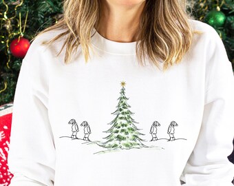 Sudadera navideña con árbol de Navidad fresco de granja: Camisa navideña alegre y brillante