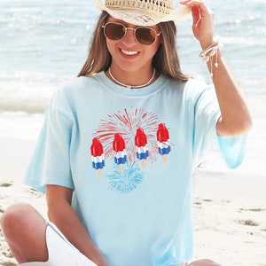 4th of July Shirt Women, Fireworks,  Fourth of July T-shirt, USA Shirt, Red white and blue Tee, plus size Tee, Patriotic Memorial Day Shirt