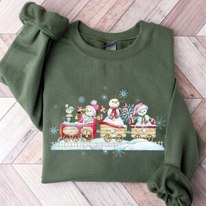 Snowman Sweatshirt, Christmas Sweater, Christmas Sweatshirt, Christmas Train Shirt, Winter Sweatshirt, Snowman Tshirt, Snowman Shirt, Cute T