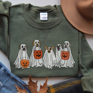 Ghost dogs, Halloween Ghost Dogs, Ghost Sweatshirt, Spooky Season, Halloween Crewneck, 2023 Halloween Dog Sweatshirt, Dog Lovers Shirt