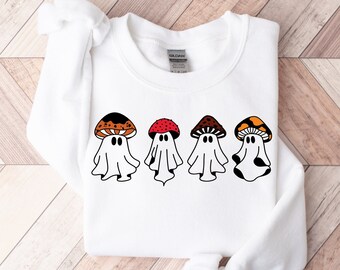 Mushroom Shirt, Ghost Sweatshirt, Spooky Season Sweatshirt, Bohemian sweatshirt, Mushroom Sweatshirt, Halloween, Pumpkins, Retro Mushroom