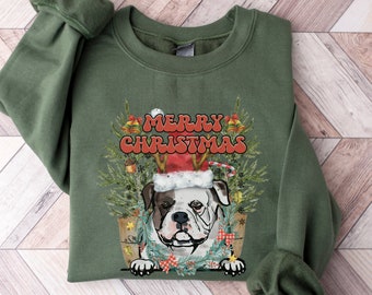 American Bulldog Christmas Shirt, Bulldog Christmas Sweater, Retro Christmas Shirt , Bulldog Mom Christmas Sweater, Bulldog Lovers Gift