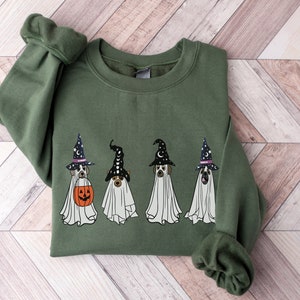 Halloween dog shirt, ghost Dog Sweatshirt, Halloween Ghost dogs, Halloween Wizard hats dogs,