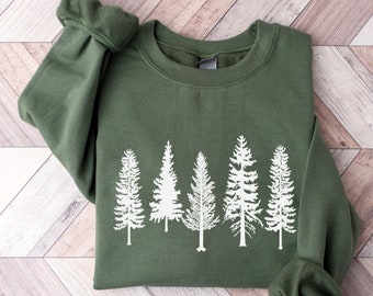 Sudadera de pino, Regalo para los amantes de la naturaleza, Sudadera de hoja perenne, Camisa de senderismo, Camisa de árbol,
