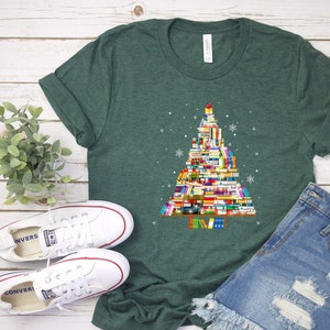 Christmas Tree made of books Shirt, gift for book lover, Book Lovers Christmas Shirt, Bookworm Christmas Shirt, Gift For Teachers, Book Tree