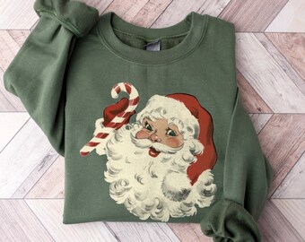 Retro Santa Shirt, Christmas Retro Sweatshirt, Womens Christmas Shirt, VIntage style Santa Shirt, Santa Claus Christmas Shirt, Old Santa Tee
