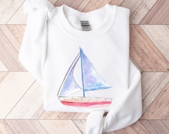 Sailing shirt, Watercolor Sweatshirt, Sweater for sailing, nautical sweatshirt, boating shirt, shirt sailboat