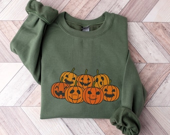 Halloween Crewneck, Calabazas de Halloween, Sudadera de calabaza, Suéter de otoño, Suéter de calabaza, Sudadera de otoño