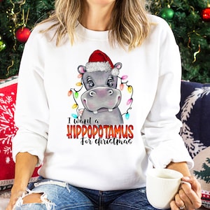 I want a Hippopotamus for Christmas, Hippo Christmas shirt, Christmas Hippo Sweatshirt, Funny Christmas Sweatshirt, Animal Christmas Shirt