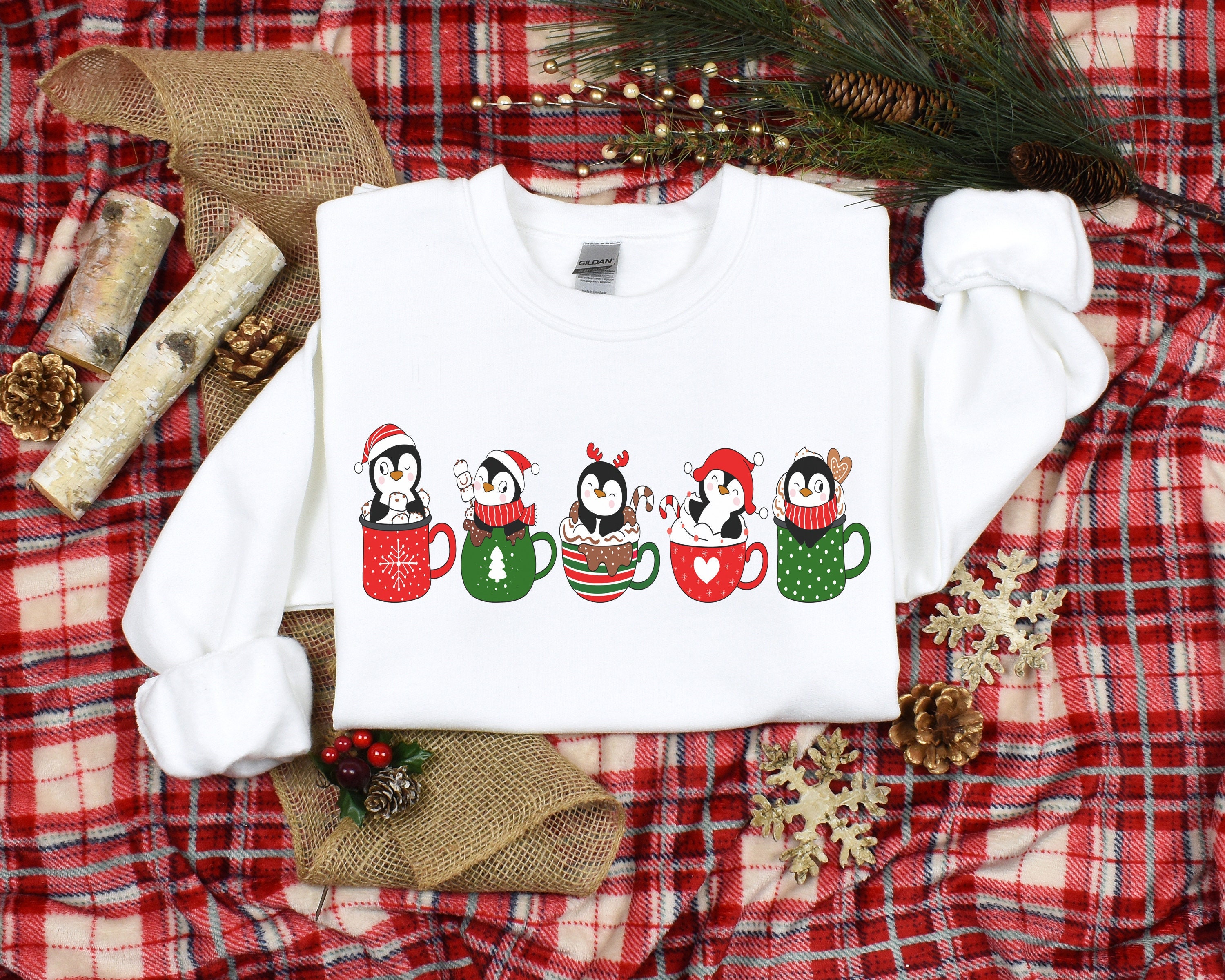 Discover Christmas Penguin Sweater, Christmas coffee sweatshirt